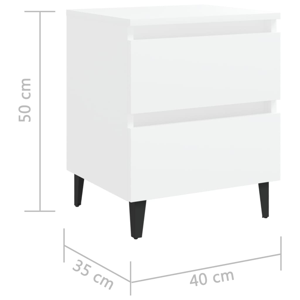 Yöpöydät 2 kpl valkoinen 40x35x50 cm - Sisustajankoti.fi