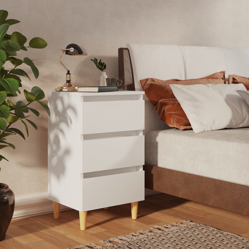 Yöpöydät täyspuiset jalat 2 kpl valkoinen 40x35x69 cm - Sisustajankoti.fi