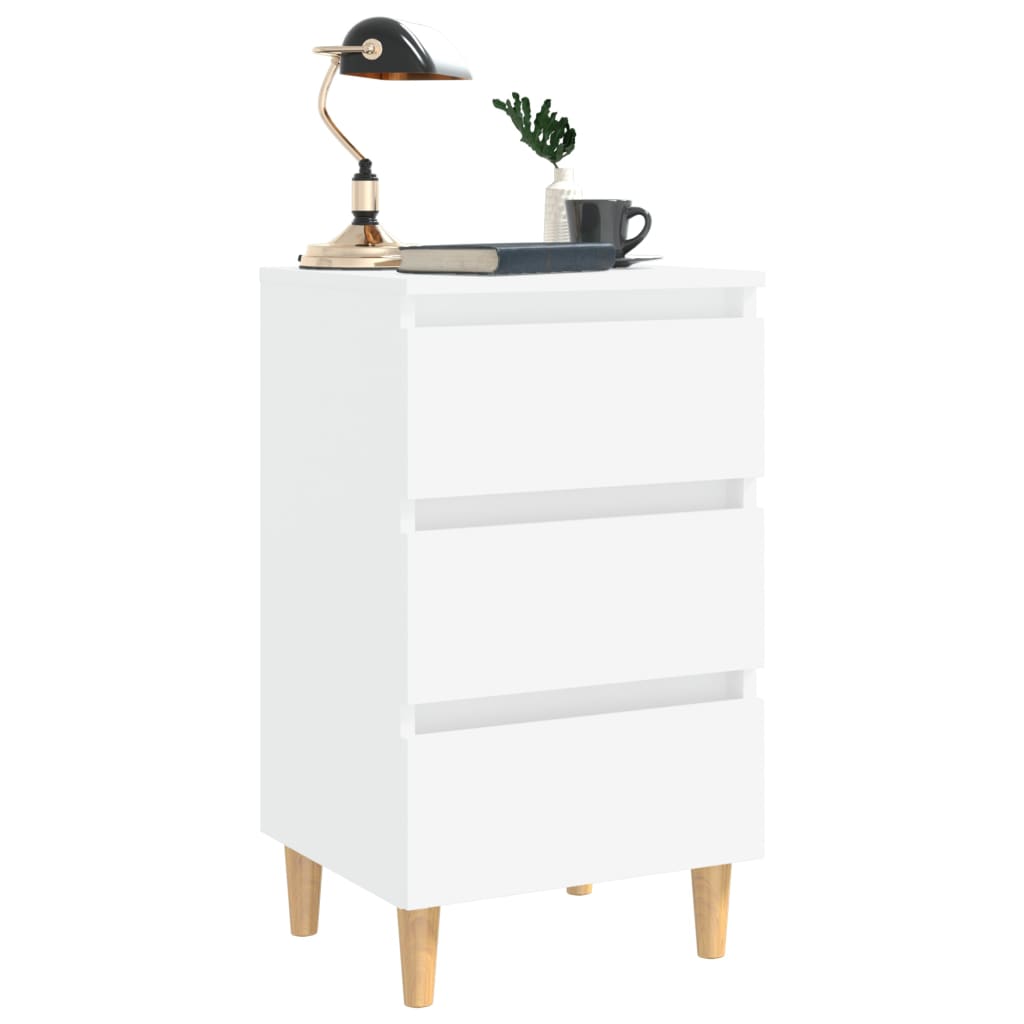 Yöpöydät täyspuiset jalat 2 kpl valkoinen 40x35x69 cm - Sisustajankoti.fi