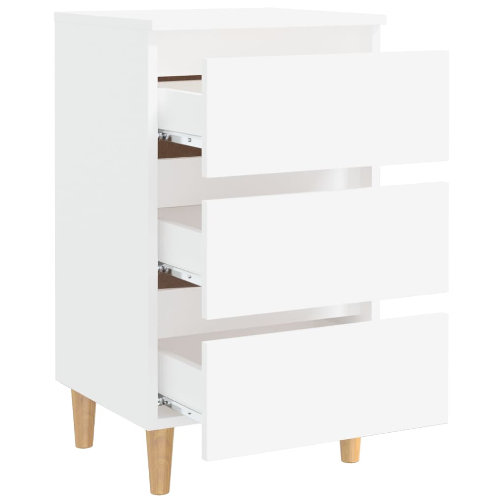 Yöpöydät täyspuiset jalat 2 kpl valkoinen 40x35x69 cm - Sisustajankoti.fi