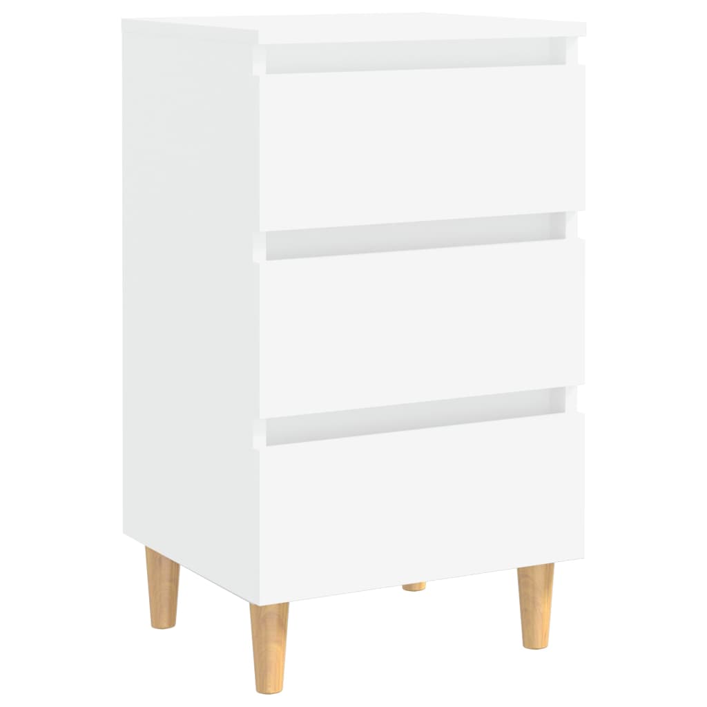 Yöpöydät täyspuiset jalat 2 kpl valkoinen 40x35x69 cm - Sisustajankoti.fi