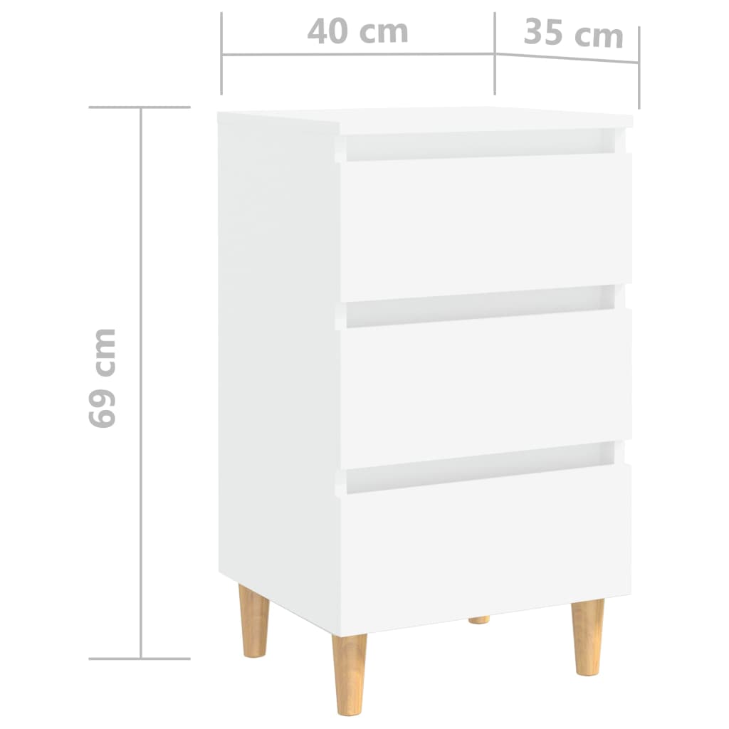 Yöpöydät täyspuiset jalat 2 kpl valkoinen 40x35x69 cm - Sisustajankoti.fi