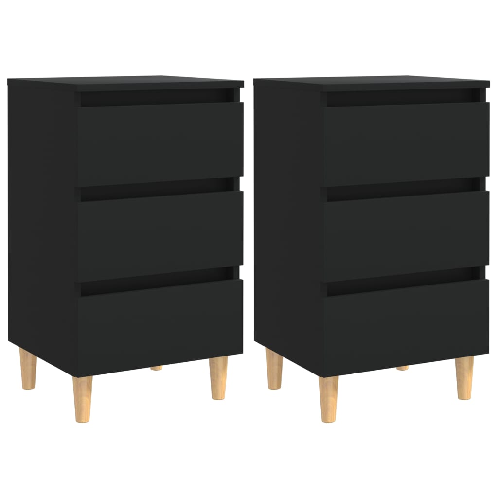 Yöpöydät täyspuiset jalat 2 kpl musta 40x35x69 cm - Sisustajankoti.fi