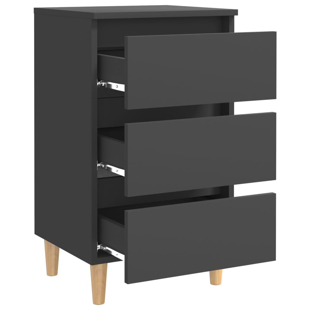 Yöpöytä täyspuiset jalat harmaa 40x35x69 cm - Sisustajankoti.fi