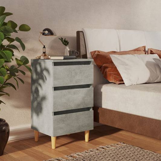 Yöpöytä täyspuiset jalat betoninharmaa 40x35x69 cm - Sisustajankoti.fi