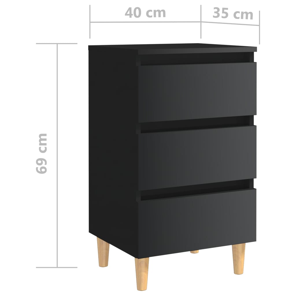 Yöpöytä täyspuisilla jaloilla korkeakiilto musta 40x35x69 cm - Sisustajankoti.fi