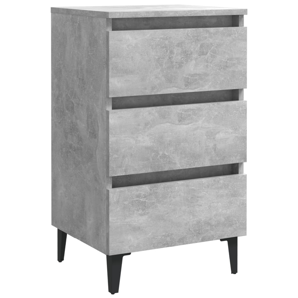 Yöpöytä metallijaloilla betoninharmaa 40x35x69 cm - Sisustajankoti.fi