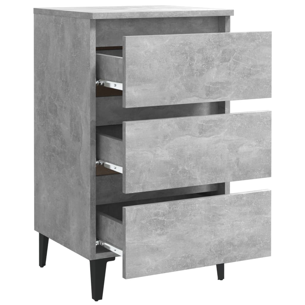 Yöpöytä metallijaloilla betoninharmaa 40x35x69 cm - Sisustajankoti.fi