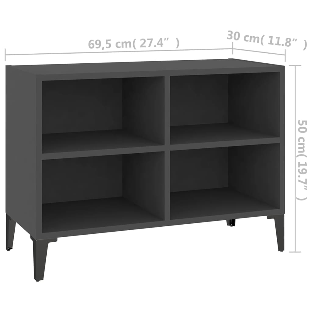 TV-taso metallijaloilla harmaa 69,5x30x50 cm - Sisustajankoti.fi