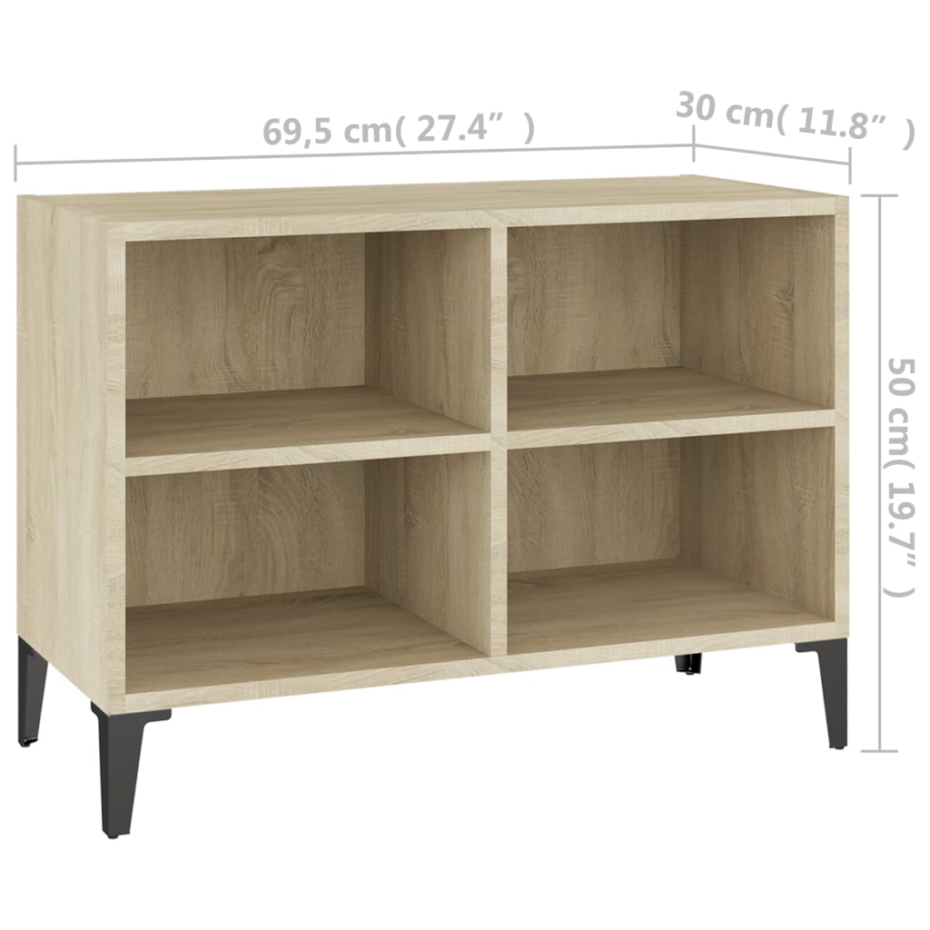 TV-taso metallijaloilla Sonoma-tammi 69,5x30x50 cm - Sisustajankoti.fi