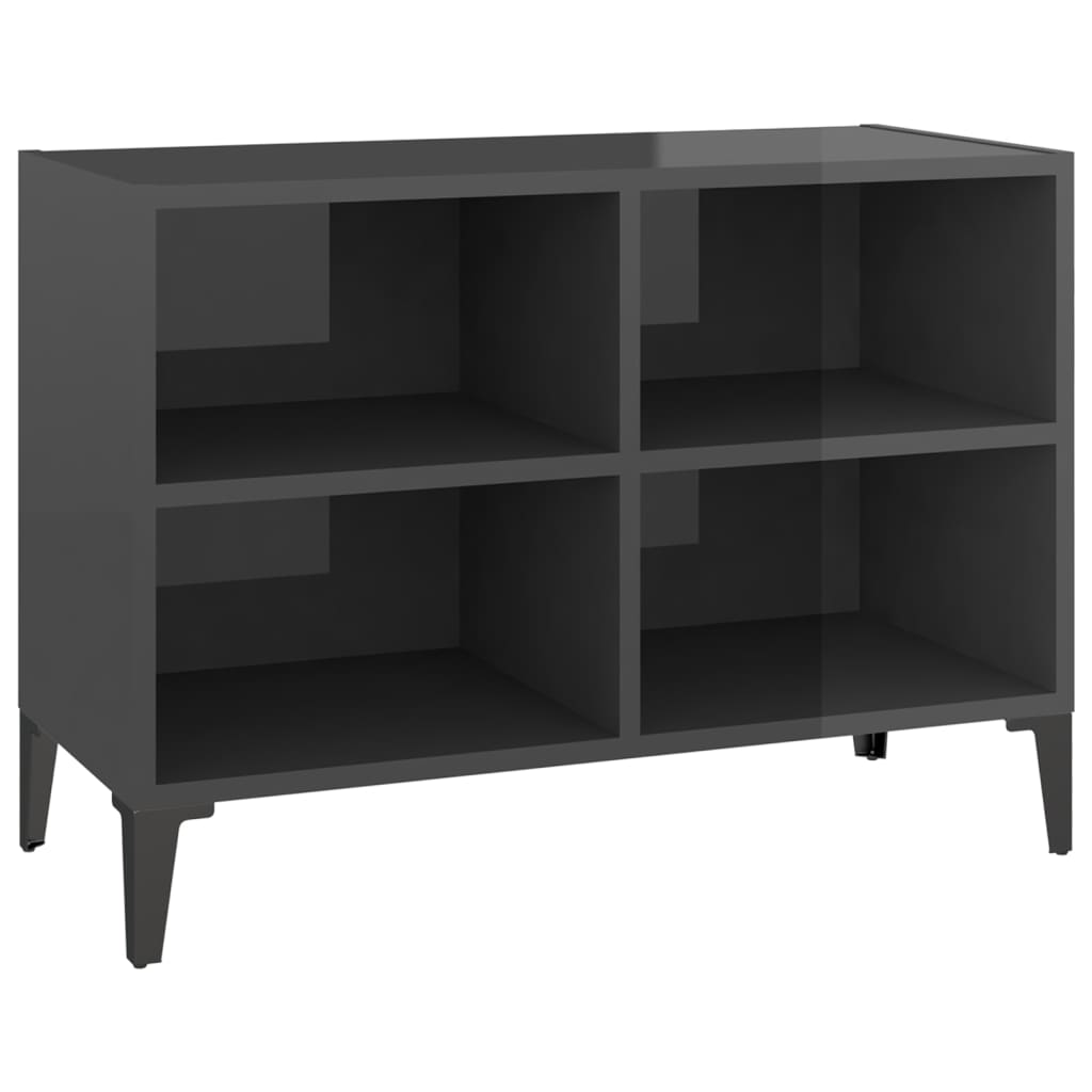 TV-taso metallijaloilla korkeakiilto harmaa 69,5x30x50 cm - Sisustajankoti.fi