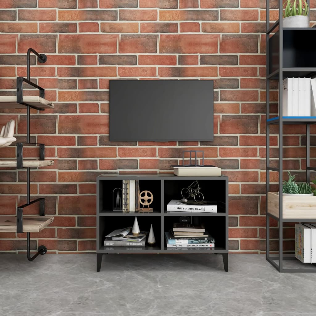 TV-taso metallijaloilla korkeakiilto harmaa 69,5x30x50 cm - Sisustajankoti.fi