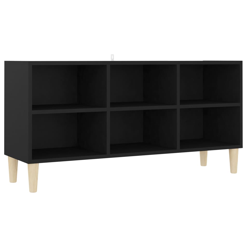TV-taso täyspuiset jalat musta 103,5x30x50 cm - Sisustajankoti.fi