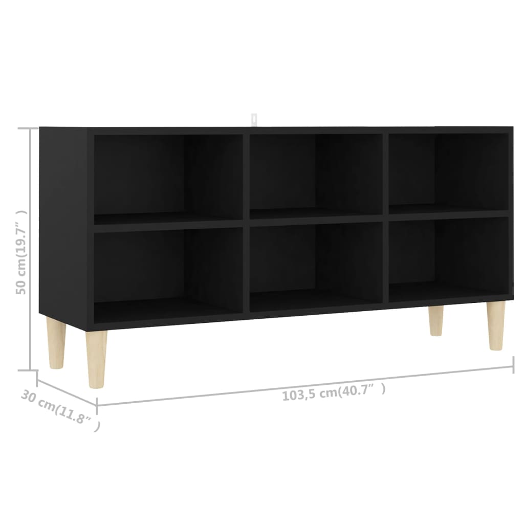 TV-taso täyspuiset jalat musta 103,5x30x50 cm - Sisustajankoti.fi