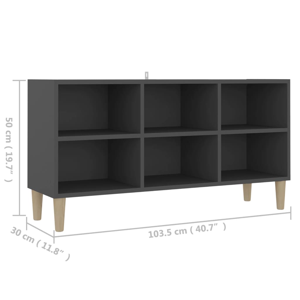 TV-taso täyspuiset jalat harmaa 103,5x30x50 cm - Sisustajankoti.fi