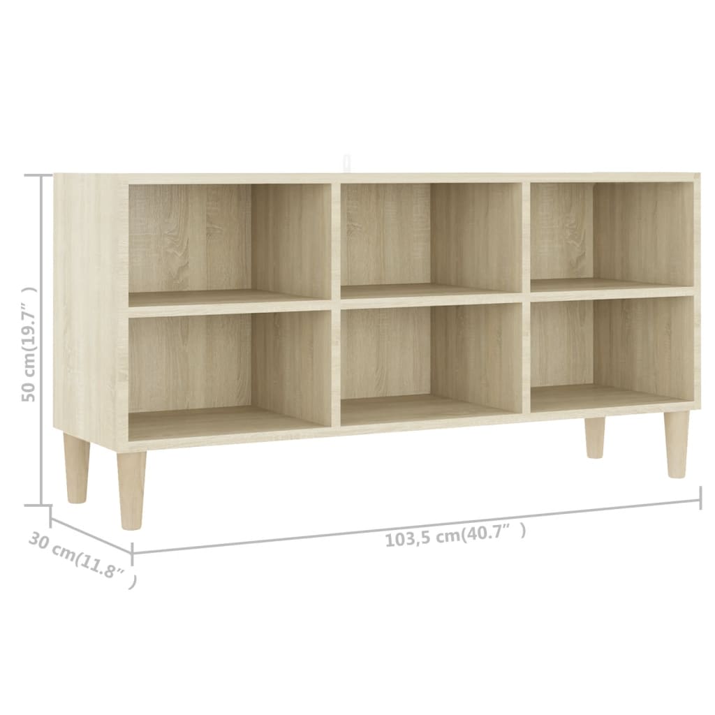 TV-taso täyspuiset jalat Sonoma-tammi 103,5x30x50 cm - Sisustajankoti.fi
