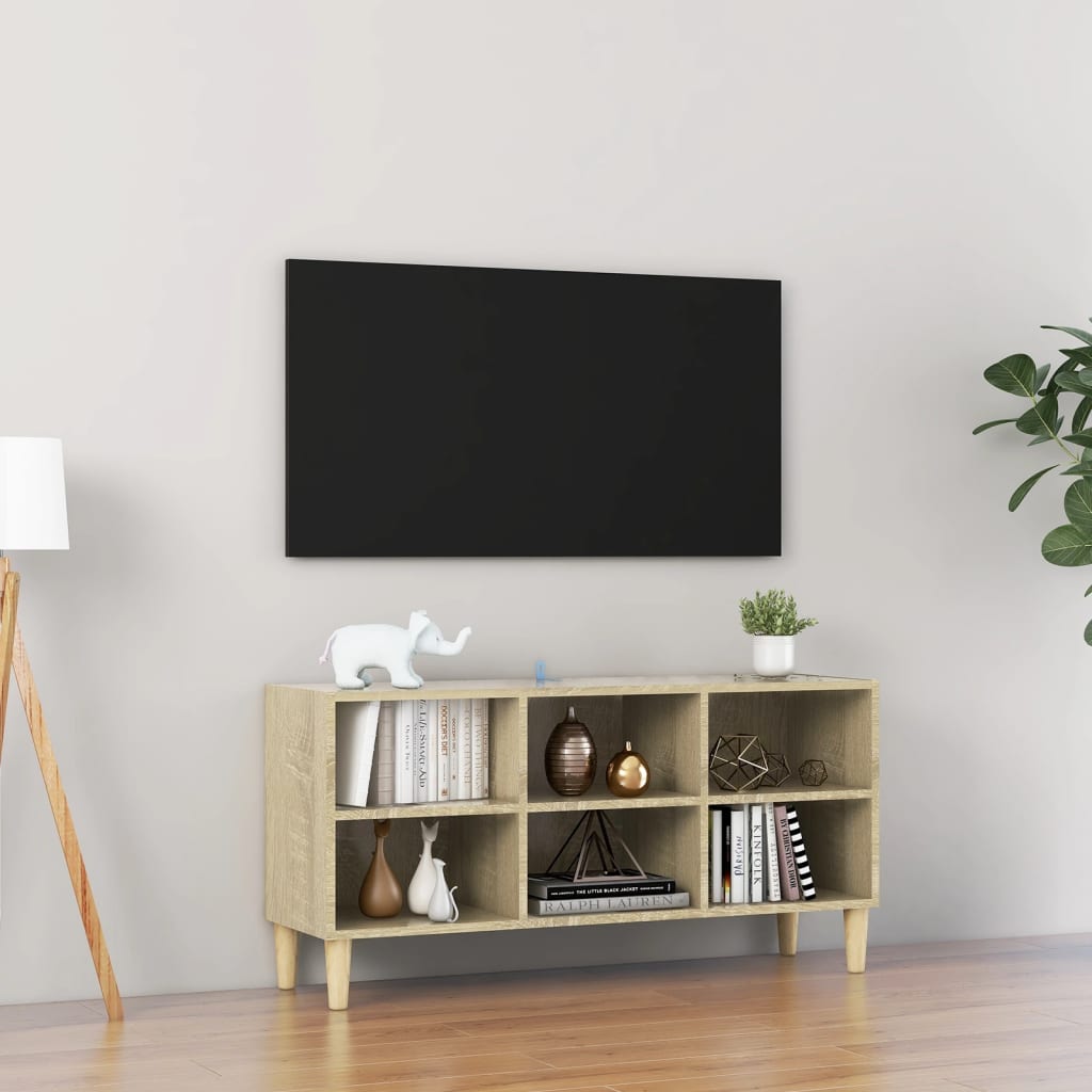 TV-taso täyspuiset jalat Sonoma-tammi 103,5x30x50 cm - Sisustajankoti.fi