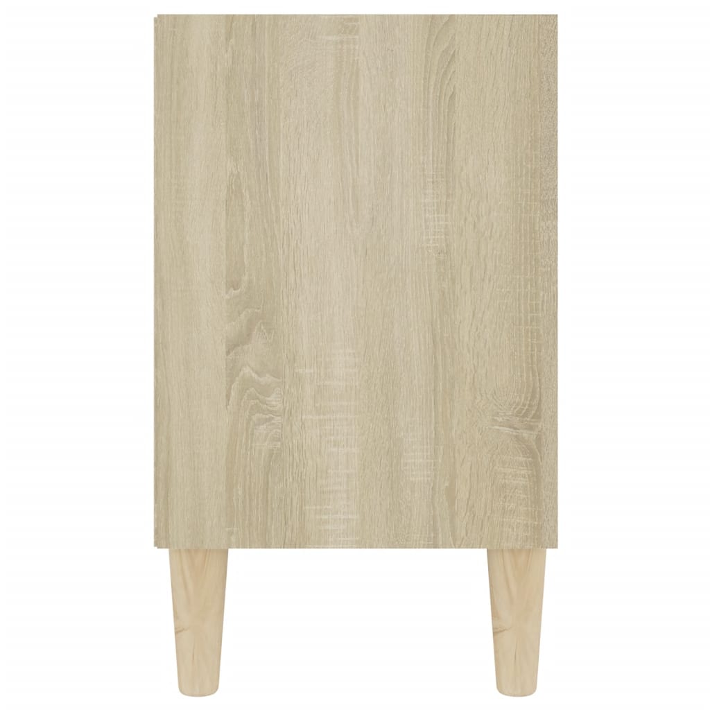TV-taso täyspuiset jalat valkoinen/Sonoma-tammi 103,5x30x50 cm - Sisustajankoti.fi
