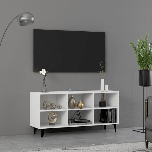 TV-taso metallijaloilla valkoinen 103,5x30x50 cm - Sisustajankoti.fi