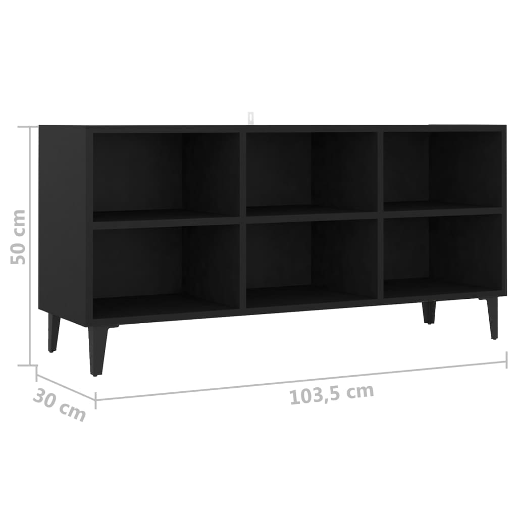 TV-taso metallijaloilla musta 103,5x30x50 cm - Sisustajankoti.fi