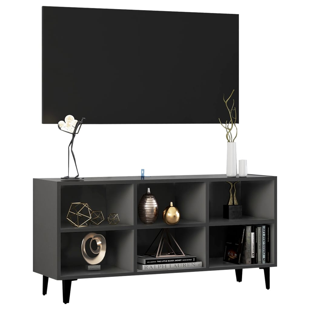 TV-taso metallijaloilla harmaa 103,5x30x50 cm - Sisustajankoti.fi