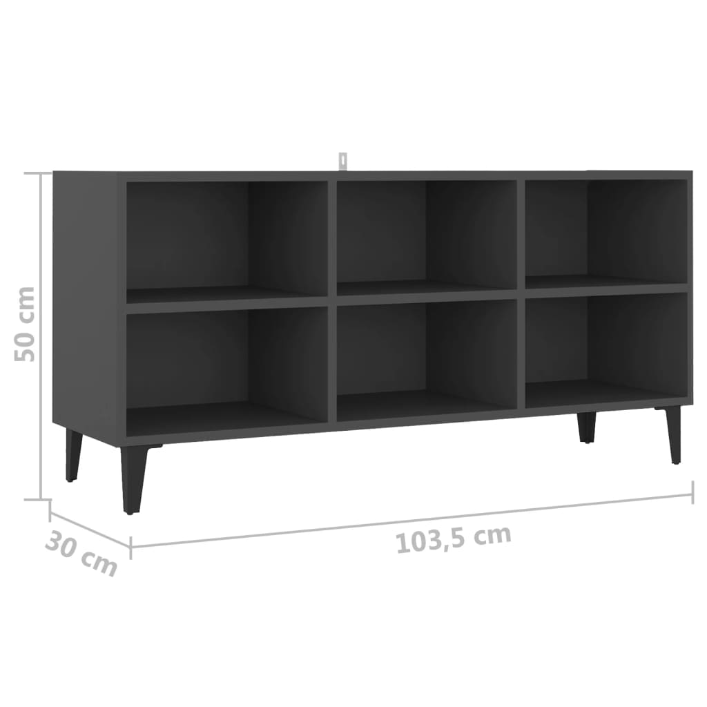 TV-taso metallijaloilla harmaa 103,5x30x50 cm - Sisustajankoti.fi