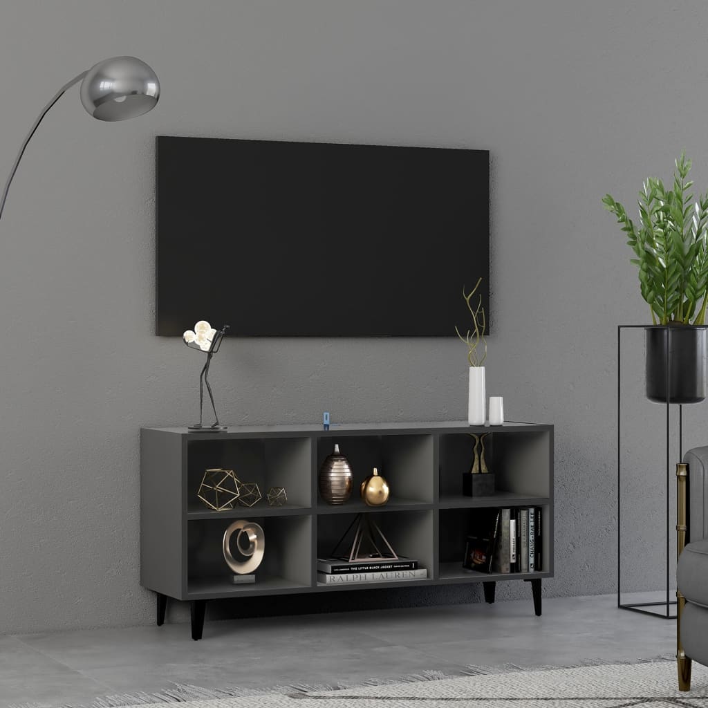 TV-taso metallijaloilla harmaa 103,5x30x50 cm - Sisustajankoti.fi