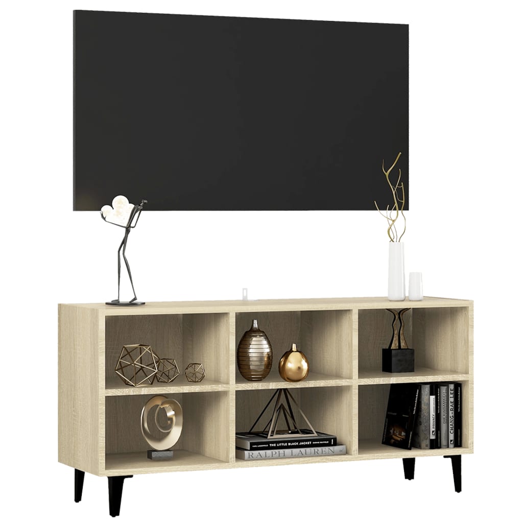 TV-taso metallijalat Sonoma-tammi 103,5x30x50 cm - Sisustajankoti.fi