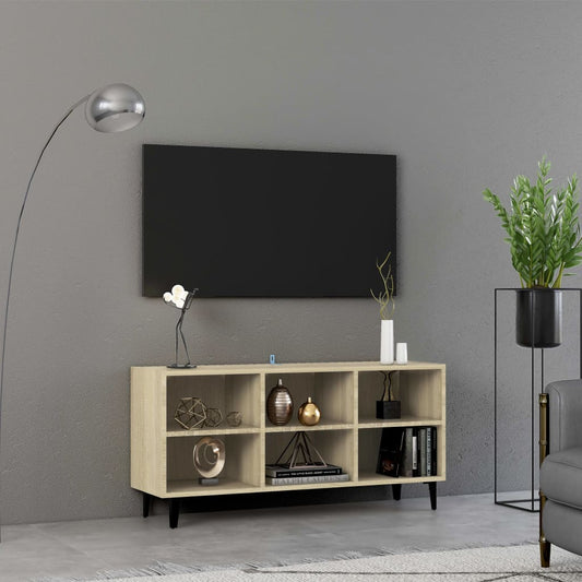 TV-taso metallijalat Sonoma-tammi 103,5x30x50 cm - Sisustajankoti.fi