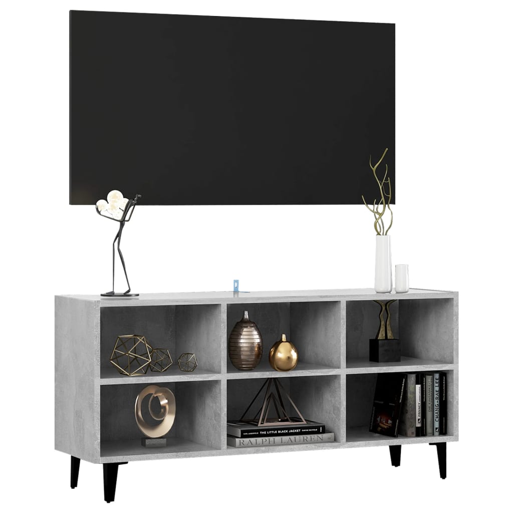 TV-taso metallijaloilla betoninharmaa 103,5x30x50 cm - Sisustajankoti.fi