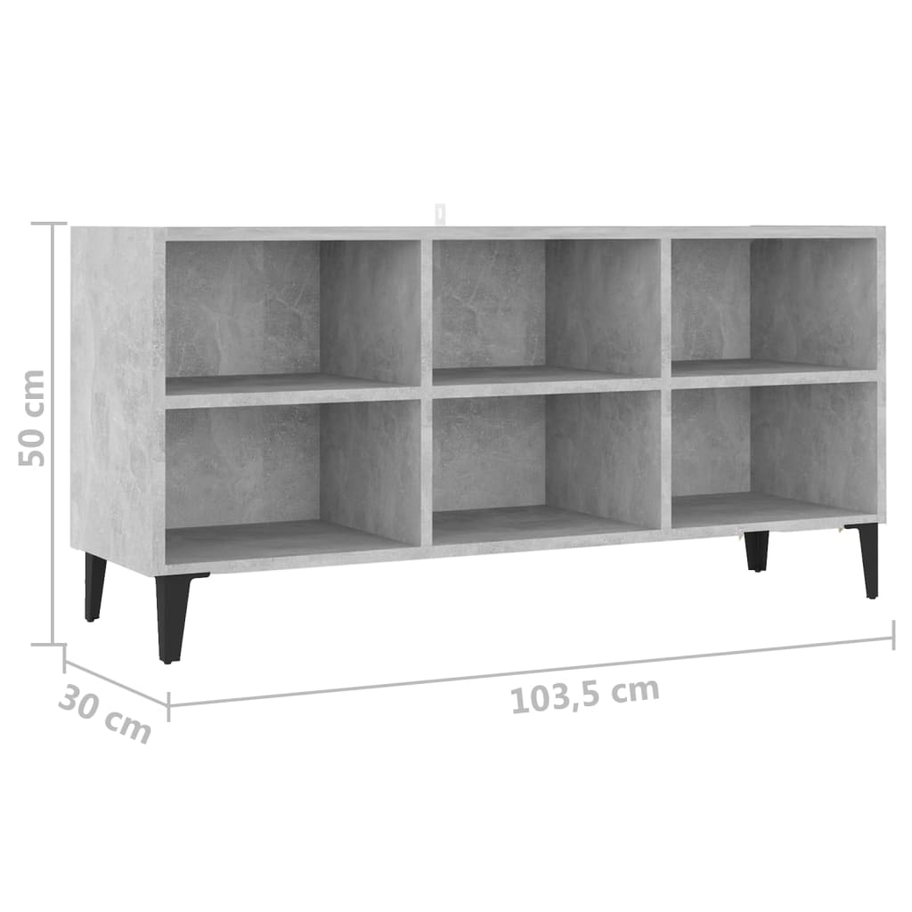 TV-taso metallijaloilla betoninharmaa 103,5x30x50 cm - Sisustajankoti.fi