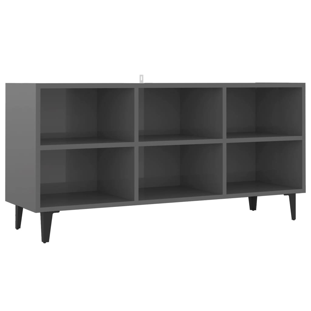 TV-taso metallijaloilla korkeakiilto harmaa 103,5x30x50 cm - Sisustajankoti.fi