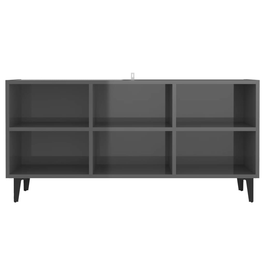 TV-taso metallijaloilla korkeakiilto harmaa 103,5x30x50 cm - Sisustajankoti.fi