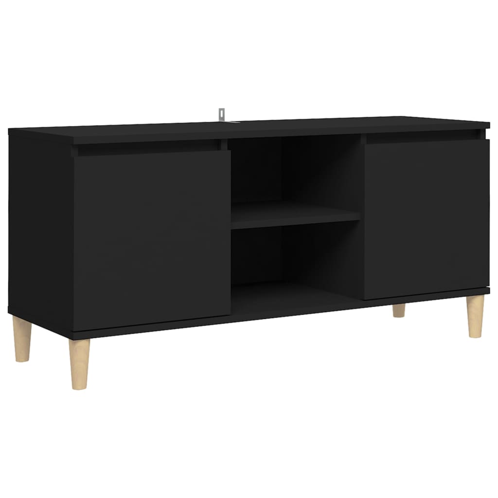 TV-taso täyspuiset jalat musta 103,5x35x50 cm - Sisustajankoti.fi