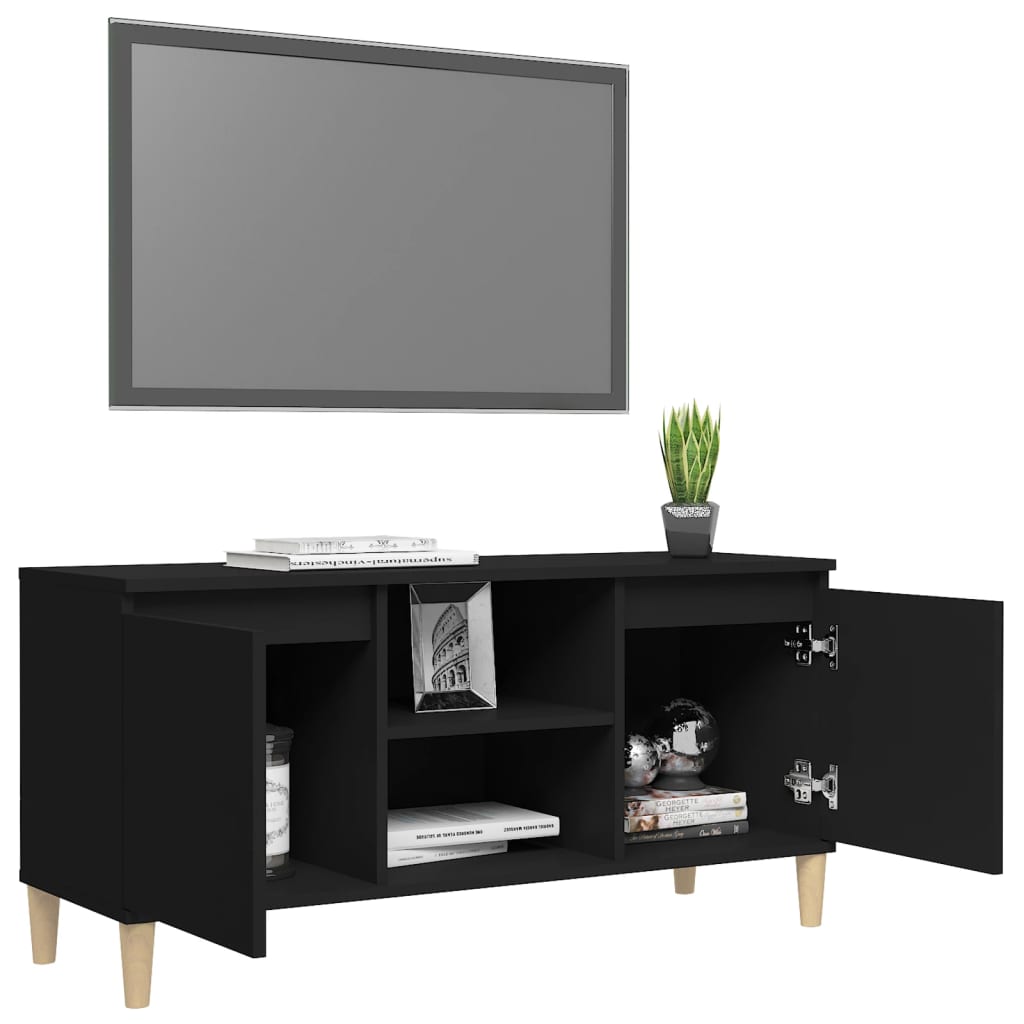 TV-taso täyspuiset jalat musta 103,5x35x50 cm - Sisustajankoti.fi