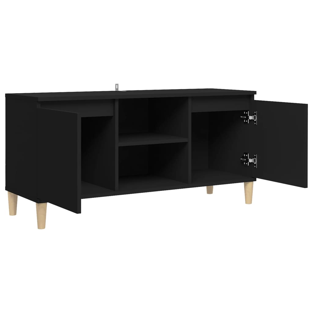 TV-taso täyspuiset jalat musta 103,5x35x50 cm - Sisustajankoti.fi