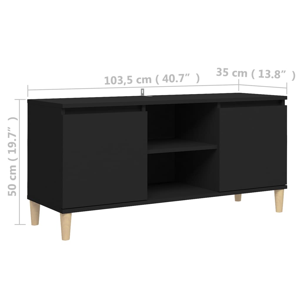 TV-taso täyspuiset jalat musta 103,5x35x50 cm - Sisustajankoti.fi