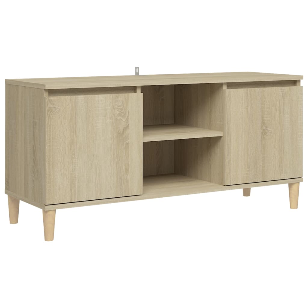 TV-taso täyspuiset jalat Sonoma-tammi 103,5x35x50 cm - Sisustajankoti.fi