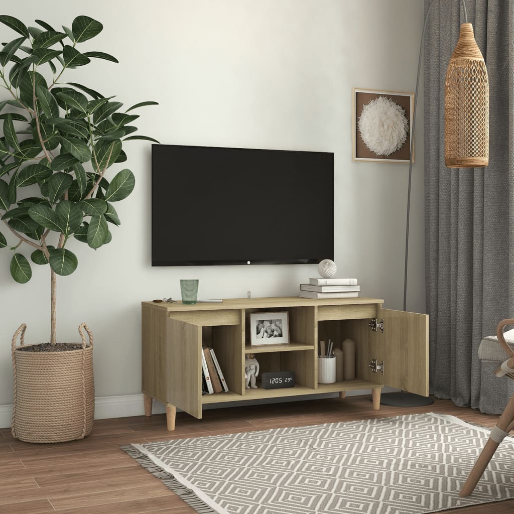 TV-taso täyspuiset jalat Sonoma-tammi 103,5x35x50 cm - Sisustajankoti.fi