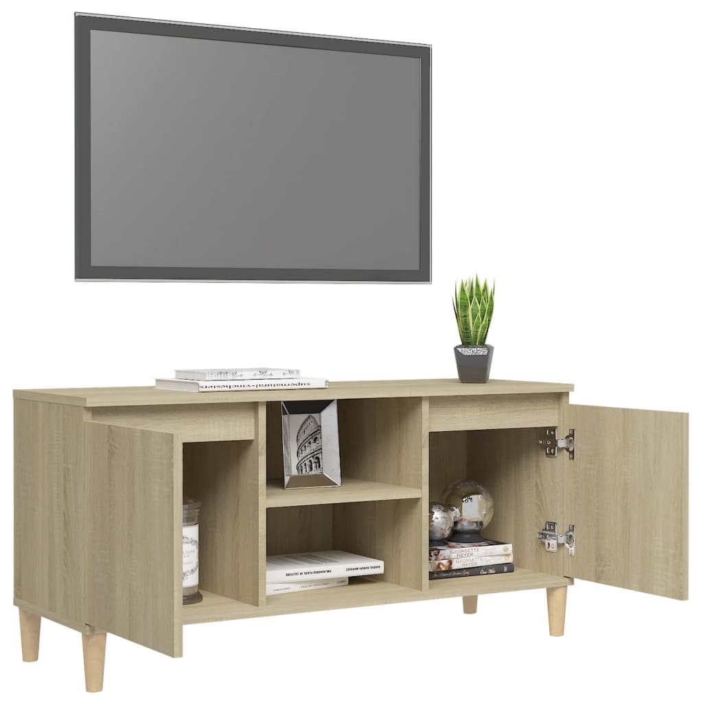 TV-taso täyspuiset jalat Sonoma-tammi 103,5x35x50 cm - Sisustajankoti.fi