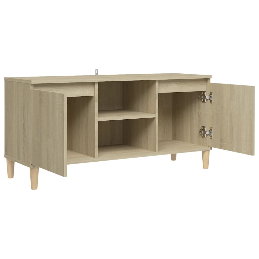 TV-taso täyspuiset jalat Sonoma-tammi 103,5x35x50 cm - Sisustajankoti.fi