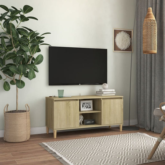 TV-taso täyspuiset jalat Sonoma-tammi 103,5x35x50 cm - Sisustajankoti.fi