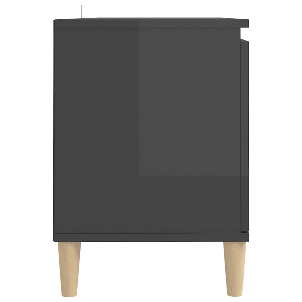 TV-taso täyspuiset jalat korkeakiilto harmaa 103,5x35x50 cm - Sisustajankoti.fi
