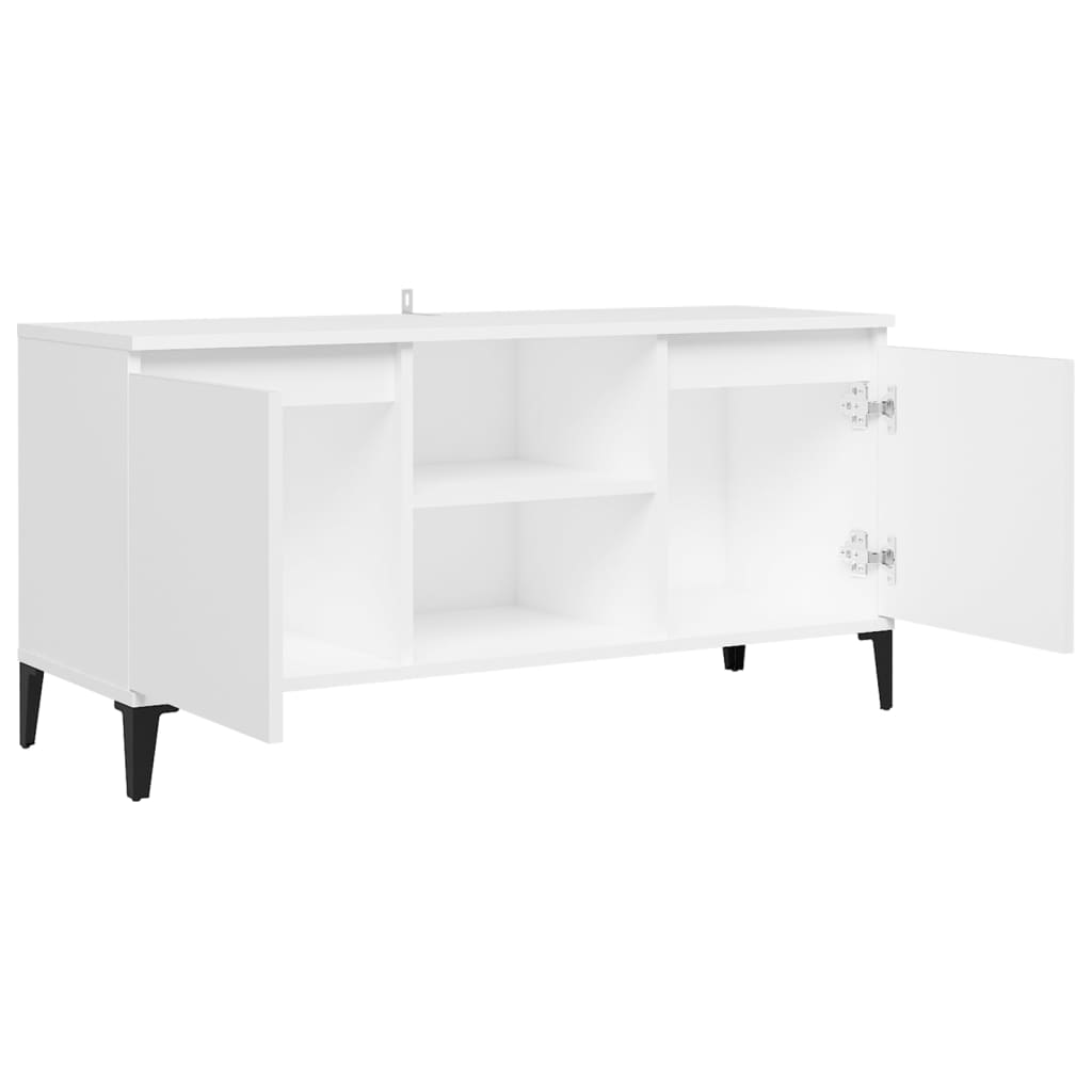 TV-taso metallijaloilla valkoinen 103,5x35x50 cm - Sisustajankoti.fi