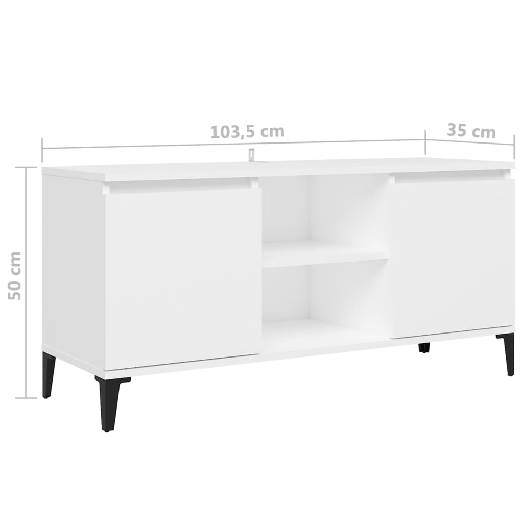 TV-taso metallijaloilla valkoinen 103,5x35x50 cm - Sisustajankoti.fi