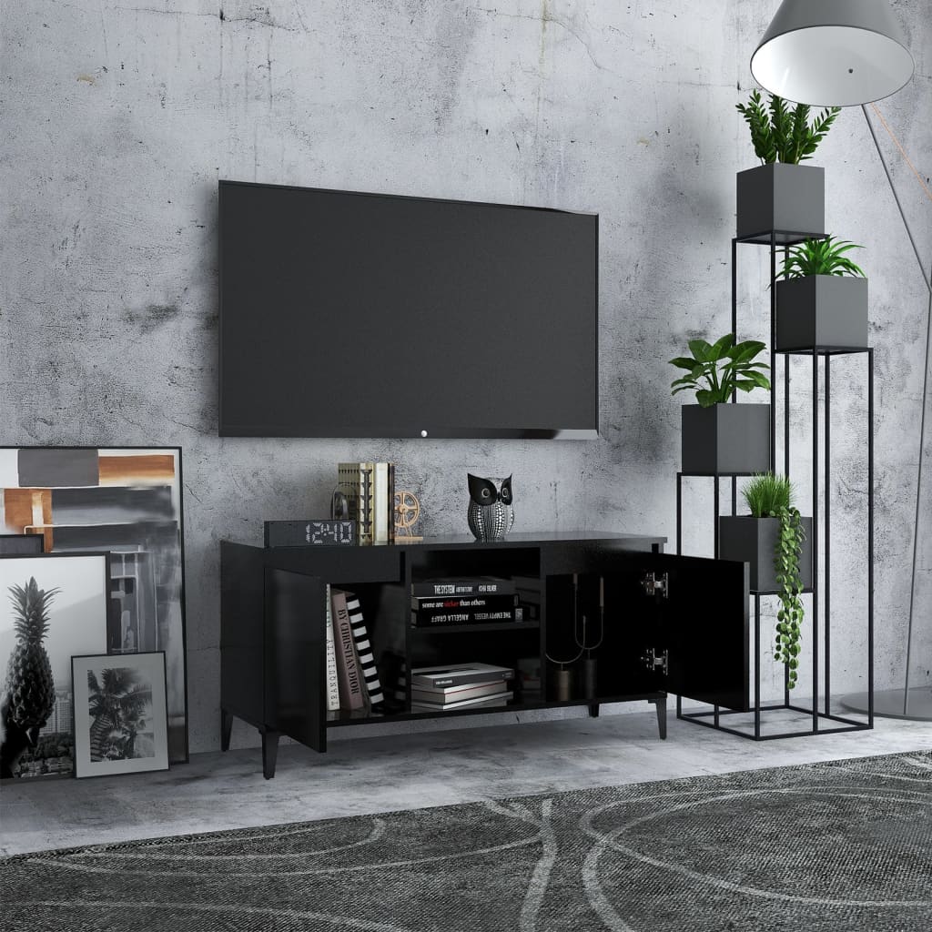 TV-taso metallijaloilla musta 103,5x35x50 cm - Sisustajankoti.fi