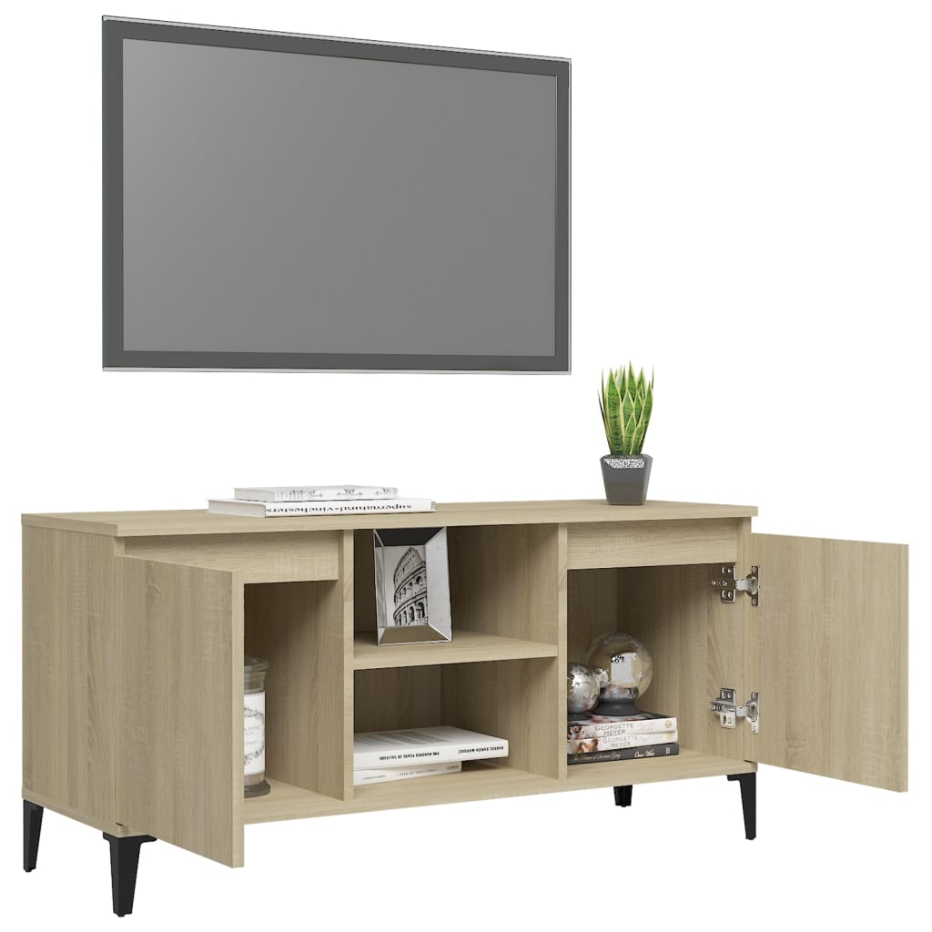 TV-taso metallijaloilla Sonoma-tammi 103,5x35x50 cm - Sisustajankoti.fi