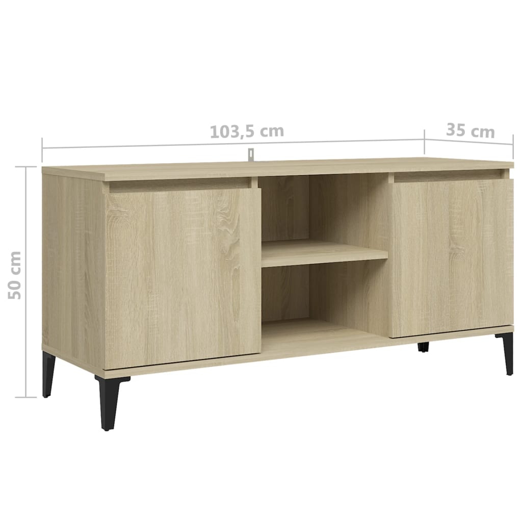 TV-taso metallijaloilla Sonoma-tammi 103,5x35x50 cm - Sisustajankoti.fi