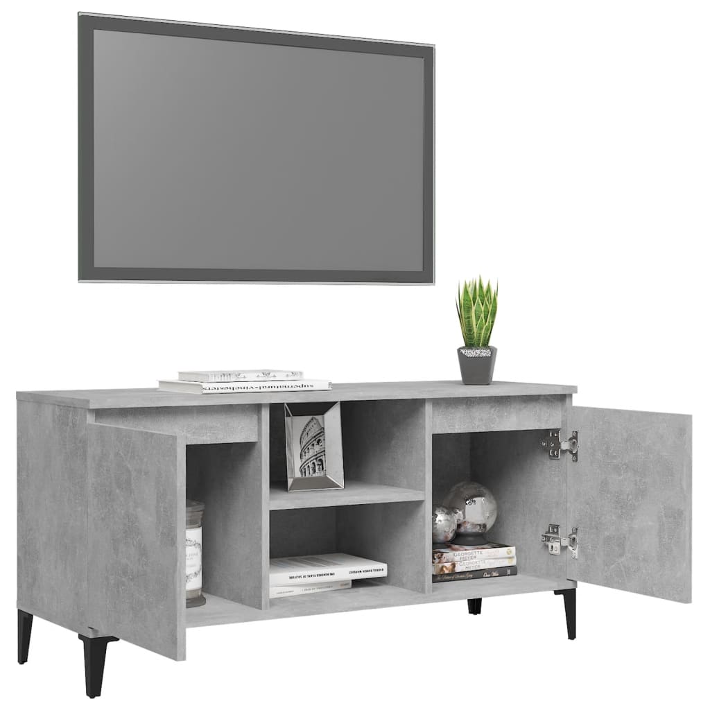 TV-taso metallijaloilla betoninharmaa 103,5x35x50 cm - Sisustajankoti.fi