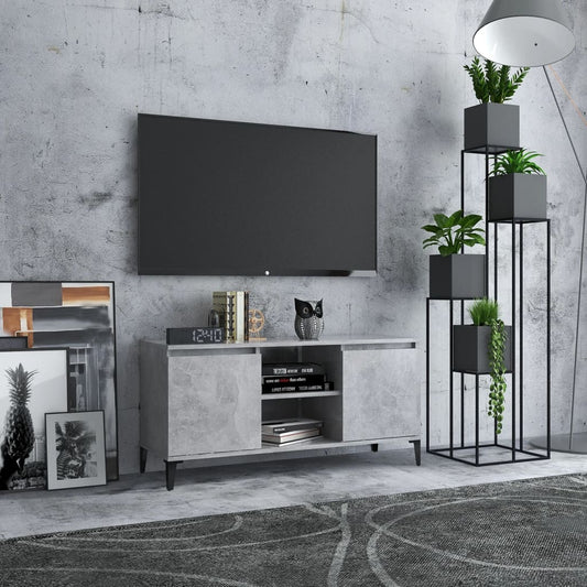 TV-taso metallijaloilla betoninharmaa 103,5x35x50 cm - Sisustajankoti.fi
